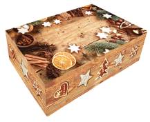 Alvarak Christmas candy box without window Brown wood pattern with gingerbread 26 x 15 x 7 cm