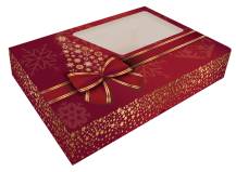 Alvarak vianočné krabice na pečivo Červená s vločkami a hviezdičkami 37 x 22,5 x 5 cm