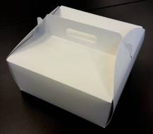 Boîte à gâteaux carrée blanche avec poignée (28 x 28 x 14 cm)