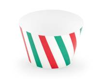 PartyDeco Muffin Covers Red and Green Stripes (6 pcs)