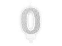 PartyDeco candle small silver number 0