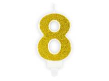PartyDeco candle small golden number 8