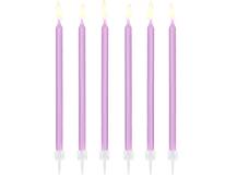 PartyDeco sviečky dlhé svetlo fialové (12 ks)