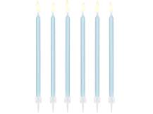 PartyDeco svíčky dlouhé světle modré (12 ks)