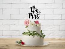 PartyDeco zapichovací dekorace na dort černá Mr&Mrs 1