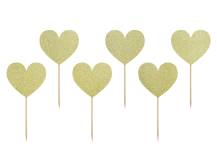 PartyDeco studded decoration for muffins Golden hearts
