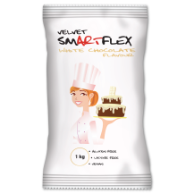 Smartflex Velvet Biała czekolada 1 kg w woreczku (Pasta dekoracyjna i modelująca do ciast)