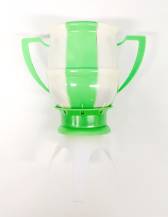 Candle with fountain playing Cup green with soccer ball 13 cm