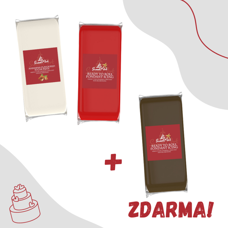 SweetArt hmota s příchutí marcipánu White a vanilková Red + hmota s kakaem ZDARMA (1 kg)