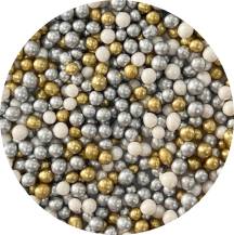 4Cake Perles de sucre-riz perle blanche, argent et or (60 g)