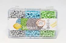 4 Cake Sugar Rice Pearls Blue Pearl, Green Pearl és Silver 5mm (90g)