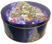 Boîte de conserve Alvarak ronde sapin de Noël 17 cm