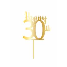 Cesil Punchable plastic decoration gold Happy 30th