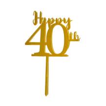 Cesil Перфорована пластикова прикраса золото Happy 40th