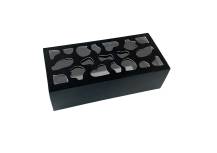 Boîte à macarons noire avec fenêtre décorée 13 x 6 x 4 cm (pour 4 pièces)