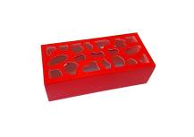 Rote Macaron-Box mit dekoriertem Fenster 13 x 6 x 4 cm (für 4 Stück)