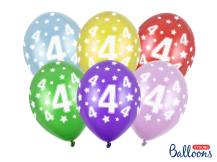 PartyDeco Ballons métalliques colorés pour 4e anniversaire (6 pièces, couleurs aléatoires)