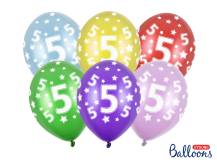 PartyDeco Ballons métalliques colorés pour 5e anniversaire (6 pièces, couleurs aléatoires)