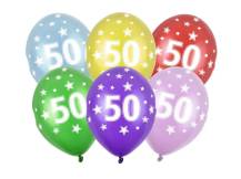 PartyDeco Colorful Metallic 50th Birthday Balloons (6 pcs, random colors)