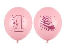 PartyDeco balónky růžové 1. narozeniny (6 ks)