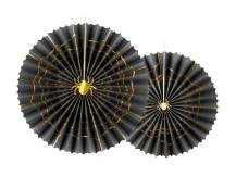 PartyDeco Decorative hanging rosettes black with spider (2 pcs)