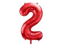 PartyDeco foil balloon red number 2 (86 cm)