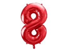 PartyDeco foil balloon red number 8 (86 cm)