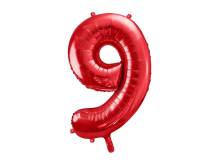 PartyDeco foil balloon red number 9 (86 cm)