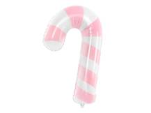 PartyDeco foil balloon pink-white Candy cane 50 x 82 cm