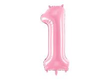 PartyDeco foil balloon pink number 1 (86 cm)