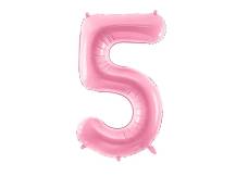 PartyDeco foil balloon pink number 5 (86 cm)