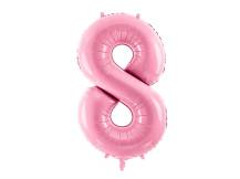 PartyDeco foil balloon pink number 8 (86 cm)