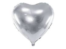 PartyDeco foliový balónek stříbrný Srdíčko 45 cm