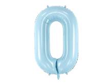 PartyDeco foil balloon light blue number 0 (86 cm)