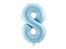 PartyDeco foil balloon light blue number 8 (86 cm)