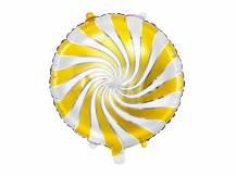 PartyDeco foliový balónek zlato-bílý Bonbon 35 cm
