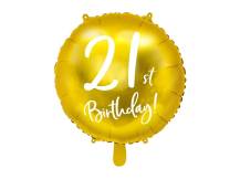 PartyDeco foliový balónek zlatý 21st Birthday 45 cm