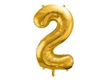 PartyDeco foil balloon gold number 2 (86 cm)