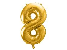 PartyDeco foil balloon gold number 8 (86 cm)