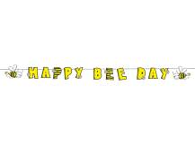 PartyDeco narozeninová girlanda se včelou Happy Bee Day