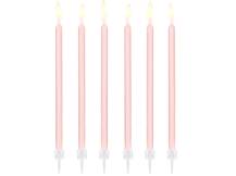 PartyDeco svíčky dlouhé světle růžové (12 ks)
