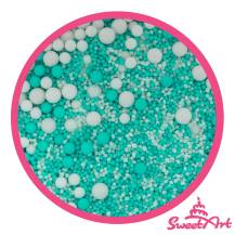 SweetArt cukrové zdobení Turquoise White sprinkle mix (800 g)