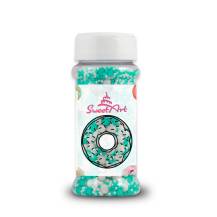 SweetArt cukrové zdobení Turquoise White sprinkle mix (80 g)